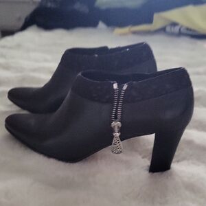 Brighton Black Heeled Boots with Silver Zipper